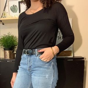 Backless long sleeve  black shirt